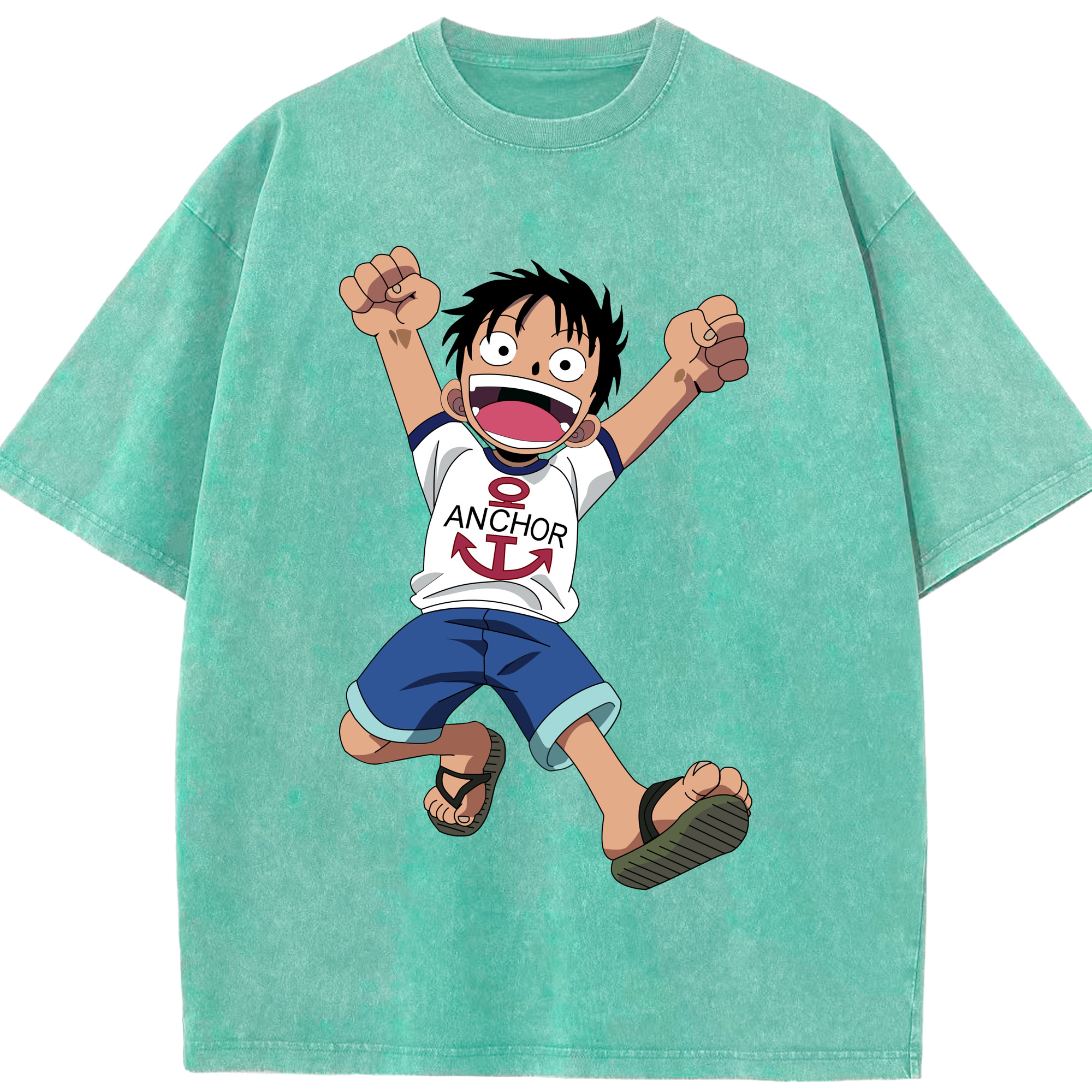 ワンピース モンキー・D・ルフィ ONE PIECE Monkey D. Luffy 綿100% ヴィンテージ風 半袖Tシャツ（フロントプリント）